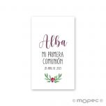 Tarjeta pre-cortada niña Comunión flores 30xhj., min.5