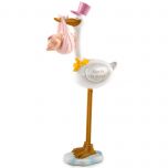 Figura pastel Pita cigueña gorro rosa 22cm.